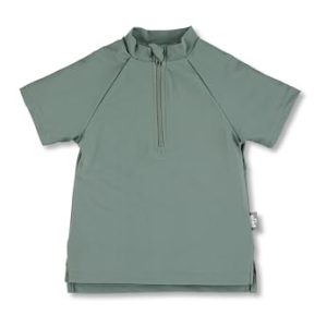 Sterntaler Kurzarm -Schwimmshirt - Schwimmshirt aus Bademodenstoff- UV Shirt Unisex mit UV -Schutz 50+ und Reißverschluss - Rashguard Baby und Kinder für Badespaß - mattgrün, 110
