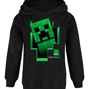 Minecraft Hoodie Jungen Kids Gamer Black Creeper Inside Hooded Jumper 7-8 Jahre