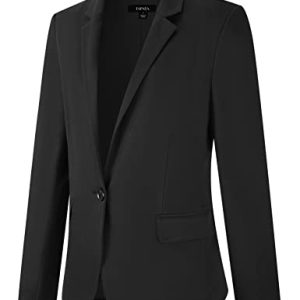 Tapata Blazer Damen Lange Ärmel Jacke Einfarbig Revers Elegant Business Blazer mit Tasche und Knöpfe,Schwarz,X-Large