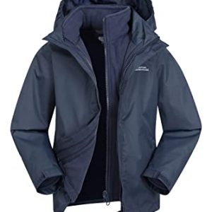 Mountain Warehouse Fell Regenjacke Kinder - 3-in-1 Jacke, atmungsaktive, wasserabweisende Wander-Regenjacke, Multifunktions- und Outdoor-Jacke für Jungen und Mädchen Marineblau 3-4 Jahre