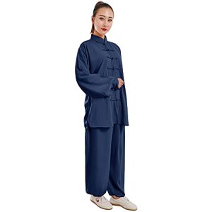 Rubruan Tai Chi Unisex Trainingsanzug – Traditionelle Chinesische Kampfkunst Kung Fu Qi Gong Wing Chun Wushu Frühling Sommer Training Uniform Langarm Anzug für Damen Herren Senioren Anfänger