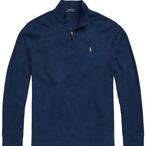 POLO RALPH LAUREN Klassischer Herren-Pullover mit Viertelreißverschluss, (Fall/Winter 2022) Navy Blue Heather, XL