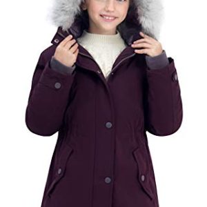 SOLOCOTE Mädchen Wintermäntel Heavyweight Medium Länge warme Jacke mit abnehmbaren Pelzkragen mit Kapuze 2016 Lila 11-12Y