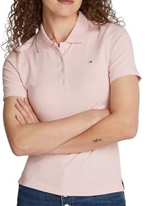 Tommy Hilfiger Damen 1985 Slim Pique Polo SS WW0WW43225 Langarm T-Shirt, Rosa (Delicate Pink), XS