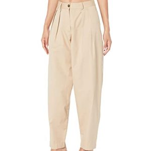 The Drop Sharon Plissierte Hose für Damen mit lockerer Passform, Hummus, Größe XS