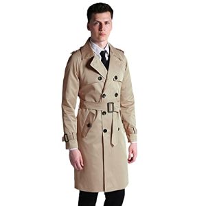 UKTZFBCTW Herren Windbreaker Super Lang koreanische Version zweireihig British Wind Business Casual Over Knee Trenchcoat, beige, XS
