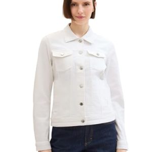 TOM TAILOR Damen Basic Colored Jeansjacke, White, S