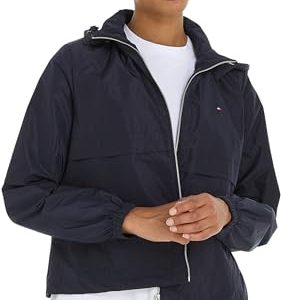 Tommy Hilfiger Damen Jacke Transitional Hooded Windbreaker Windjacke, Blau (Desert Sky), XS