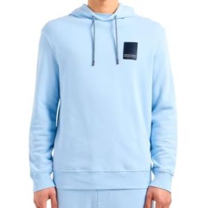 Armani Exchange Men's Milano Edition Pullover Hooded Sweatshirt, Placid Blue, XXL