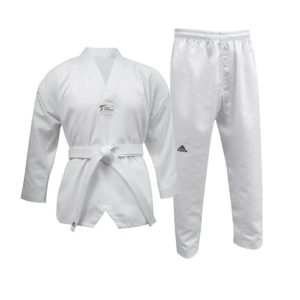 adidas Kinder/Erwachsene WT Taekwondo Student Dobok ohne Streifen Kampfsport WTF Kinder Uniform 170 cm weiß