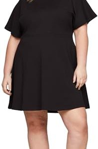 Tommy Hilfiger Damen CRV F&F C-NK T-Shirt Kleid SS Schwarz 46