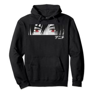 "Anime" in japanischer Schrift Kawaii Augen Gesicht Pullover Hoodie