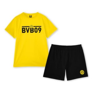 BVB Borussia Dortmund Schlafanzug schwarzgelb, Shirt, Hose, Exklusive Kollektion, BVB09 Schriftzug, 100% Baumwolle, kurz, Größe L