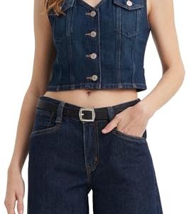 Levi's Damen Bella Denim Corset Hemd mit Button-Down-Kragen, Dark Side Scrape, S