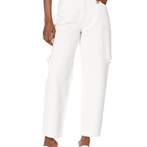 The Drop Kasen Wide Leg Slit Denim Hose, Weiß, 60