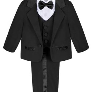 mintgreen Kinder Anzug Set Junge, Baby Taufe Festlich Hochzeit Kleidungsset Langarmanzug, Schwarz, 6-9 Monate, 80