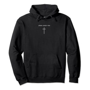 Jesus Loves You Cross – Minimalistischer, christlicher, religiöser Jesus Pullover Hoodie