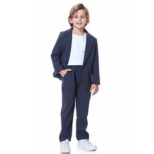 LOLANTA 2-teiliges Jungen Festanzug Set, Kinder Blazer & Hose Outfit, Freizeitkleidung oder Hochzeitsoutfits, blaugrau, 160