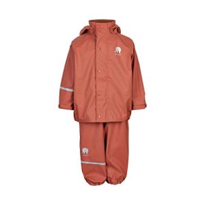Celavi Girls Basic Rainwear Set-solid PU Rain Jacket, Redwood, 90