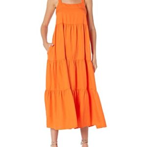 The Drop Damen Britt Maxi-Zeltkleid im Stufendesign, Feuerorange, XL