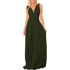 Langes Maxikleid für Damen, schulterfrei, sexy, für Hochzeit, Brautjungfer, Abendkleid, bodenlang, für Abschlussball und Abendveranstaltungen Gr. X-Small, grün