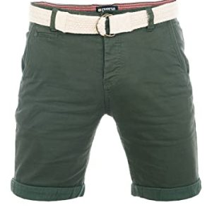 riverso Chino Shorts Herren mit Gürtel Regular Fit RIVHenry Kurze Hosen Bermuda Shorts Knopfleiste Stretch, Größe:W 36, Farbe:Cypress Green