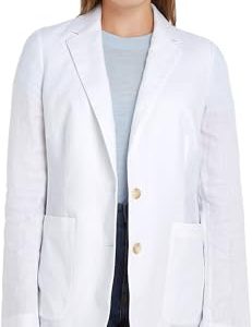 Tommy Hilfiger Damen Blazer Casual Linen Regular Elegant, Weiß (Th Optic White), 46