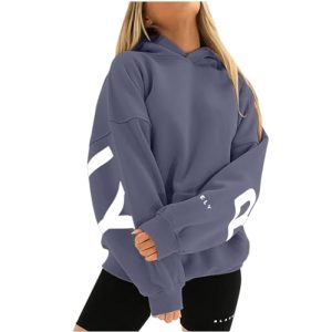 KEXIMIXUE Blackprint Hoodie for Damen Oversize Pullover Mit Kapuze Sport Gym Athletic Sweatshirt Baggy Soft Kapuzenpullover Tee Tops Shirts Sportbekleidung 01-Blau M