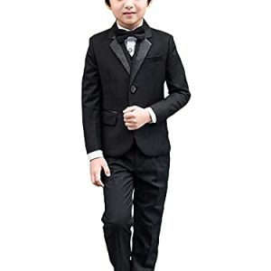 LOLANTA Jungen Smoking Schwarz Jungen Anzug,Page Boy Anzüge Jungen Hochzeit Passt (170, A-Schwarz)