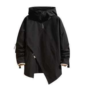GURUNVANI Herren Kapuzenjacke Windbreaker Jacke Reißverschluss Patchwork Hoodie Anorak, Jk1617black, M