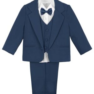 mintgreen Kinder Anzug Set Junge, Baby Taufe Festlich Hochzeit Kleidungsset Langarmanzug, Dunkelblau, 18-24 Monate, 110