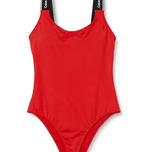 Calvin Klein Damen Badeanzug One Piece Tiefer Rücken, Rot (Cajun Red), M