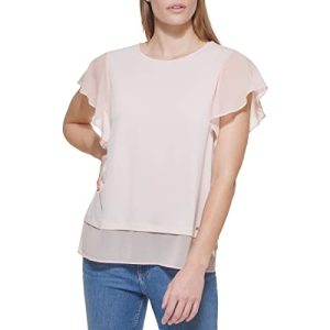 Calvin Klein Damen M2th7830-bsh-l Bluse, Blush, Groß