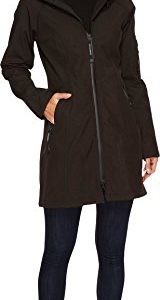 Ilse Jacobsen klassiche Damen Jacke ¾ lang | Outdoor Regenjacke wasserdicht, winddicht, atmungsaktiv mit Kapuze | aus Softshell, Polyester und Elastan | RAIN37 Schwarz 36
