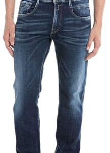 Replay Herren Jeans Anbass Slim-Fit Aged, Dark Blue 007-3 (Blau), 32W / 34L