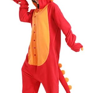 dressfan Tier Triceratops Drache Kostüm Drache Jumpsuits Drache Weihnachten Pyjamas Cosplay Kostüm Halloween Schlafanzug für Unisex Erwachsene Jugendliche Kinder,XL