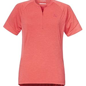 Schöffel Damen Shirt Auvergne L, geruchshemmendes Radtrikot, schnell trocknendes Funktionsshirt mit Taschen, georgia peach, 42