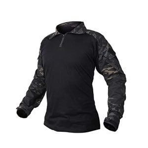 IDOGEAR G3 Kampfhemden mit Ellbogenschützern Taktische Hemden für Männer Das Hemd Multi-camo Militärische Frachtbekleidung (Multi-camo Black,X-Large)