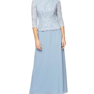 Alex Evenings Damen Long Mock Dress with Full Skirt (Petite and Regular Sizes) Kleid für besondere Anlässe, Sky, 42