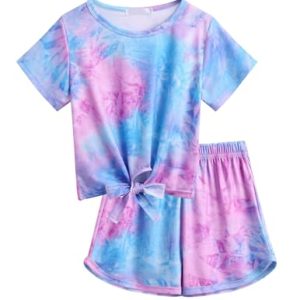 Arshiner Mädchen Kleidung Set Batik Sommer T-Shirt mit Shorts Kinder Freizeitanzug Sport Bekleidungssets für Mädchen 5-6 Jahre