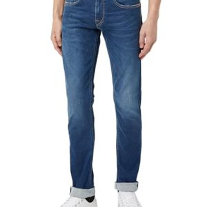 Replay Herren Jeans Grover Straight-Fit Hyperflex mit Stretch, Dark Blue 007 (Blau), 34W / 32L