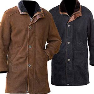 EU Fashions Sheriff Walt Longmire Wildledermantel braun/schwarz Gr. XXXL, Longmire Mantel aus schwarzem Wildleder