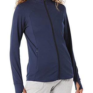Amazon Essentials Damen Jacke aus Angerautem Tech-Stretch mit Langem Reißverschluss (Erhältlich in Übergröße), Marineblau, 4XL Große Größen