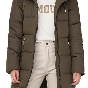 ONLY Damen Steppmantel ONLDolly Winterparka mit Kapuze 15205369 Carafe M