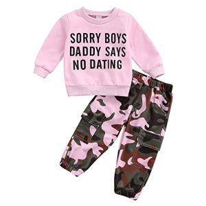 Geagodelia Baby Kinder Mädchen Kleidung Outfit Babykleidung Kinderkleidung Set Langarmshirt Top + Camouflage Hose Neugeborene Weiche Babyset (Sorry Boys, 2-3 Jahre)