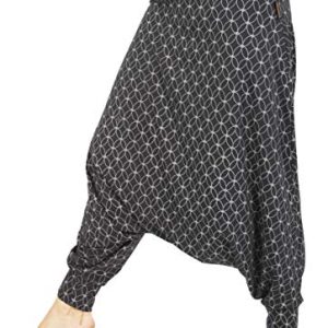 GURU SHOP Afghani Hose aus Bio-Baumwolle, Organic Haremshose, Pluderhose, Yogahose, Aladinhose, Schwarz, Size:M (38)