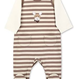Sterntaler Baby Jungen Strampler GOTS Set Emmi - Strampler Baby, Babystrampler - aus gestreiftem Single Jersey - braun, 56