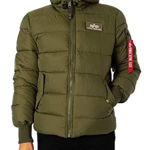 Alpha Industries Herren Hooded Puffer Alpha FD Damen Winterjacke, Dark Green, Small