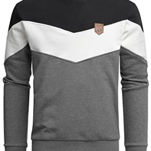 Amaci&Sons Herren Basic College Sweatjacke Pullover Hoodie Sweatshirt 4064 Schwarz/Weiß/Anthrazit L