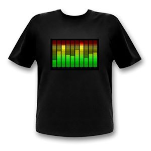 10-Kanal Equalizer LED T-Shirt Mann soundaktivertes Partyshirt (m) Schwarz